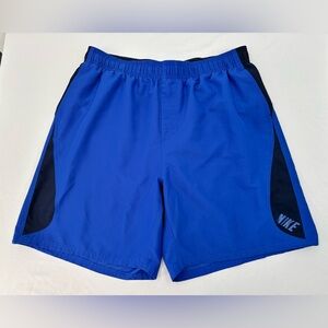 Mens Nike Board Shorts Swim Trunks Y2K Royal Blue Lined Size XL Swoosh Surf